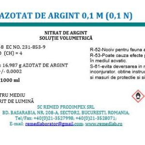 Nitrat (azotat) de argint 0,1N, 1L