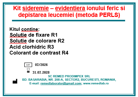 Kit sideremie – evidentiera ionului feric si depistarea leucemiei (metoda PERLS)