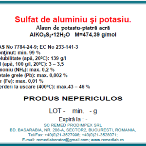 ALAUN DE POTASIU - Sulfat dublu de aluminiu si potasiu